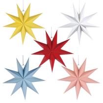Lanterna Paper Star Lantern, pacote com 5, HADEEONG, 30 cm, multicolorida Lanterna Paper Star Lantern, pacote com 5, HADEEONG, 30 cm, multicolorida