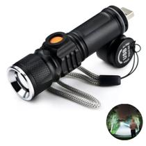 Lanterna Pequena Tática Profissional Police Usb Recarregável Luz Branco