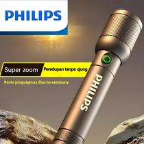 Lanterna Portátil Com Zoom Óptico Philips 4 Modos USB Recarregável Para Acampamento De Autodefesa