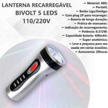 Lanterna Recarregável Bivolt 5 Leds 110/220v Prática Pequena - Loja Catarinense