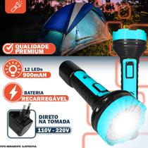 Lanterna Recarregável LED 12 Leds Alta Luminosidade Bivolt 24cm Camping Emergência Pesca Trilha Oficina Lanterna Recarregável LED 12 Leds Alta Luminosidade Bivolt 24cm Camping Emergência Pesca Trilha Oficina