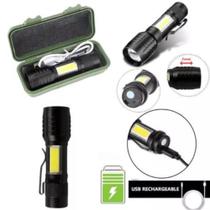 Lanterna Recarregável Luz Negra Uv Resistente A Água SOS Luz Zoom USB Bateria Prova Dagua - Tomate