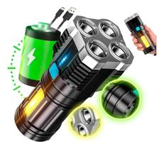Lanterna Recarregavel Potentes 4 Led Alto Brilho Longo Alcance