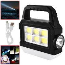 Lanterna Recarregável Solar e Via Cabo, 5 Modos de Iluminação Potente XF528A