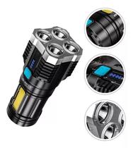 Lanterna Recarregável USB 4 LED Alto Lúmens, à prova d'água