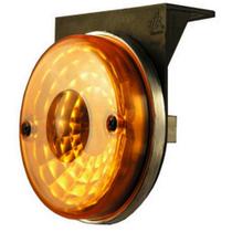 Lanterna redonda universal com suporte e lente lisa - Ambar