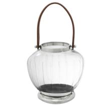 Lanterna Redondo c Alça Cristal Frisos Metal