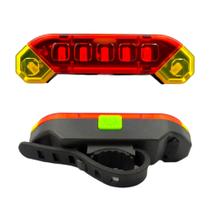 Lanterna Sinalizador Traseira Bike Led Recarregável Usb Vermelho e Amarelo Kit 2 Unidades - Kingleen