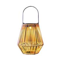 Lanterna Solar De Rattan Impermeável Luminária De Bambu Para Jardim Pátio Quintal Alimentada Por