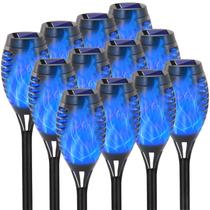 Lanterna solar EOYIZW Blue Flickering Flame, pacote com 12