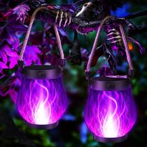 Lanterna Solar Flame Jyoiat Purple Waterproof, pacote com 2 unidades