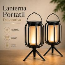 Lanterna Solar LED Efeito Chama USB Recarregável para Jardim e Camping - Lanterna Solar LED Efeito Chama USB Recarregável para Jardim e Camping -