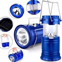 Lanterna Solar LED para Pesca Acampamento Camping Lampião Retrátil Recarregável