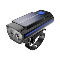 Lanterna Solar Para Bicicleta 120dB Com Buzina, Carregamento Rápido Tipo-C, Lâmpada Frontal De