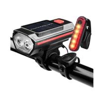 Lanterna Solar Para Bicicleta 120dB Com Buzina, Carregamento Rápido Tipo-C, Lâmpada Frontal De
