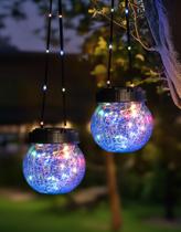 Lanterna solar PARTPHONER impermeável, pacote com 2 unidades com gancho de pastor Lanterna solar PARTPHONER impermeável, pacote com 2 unidades com gancho de pastor