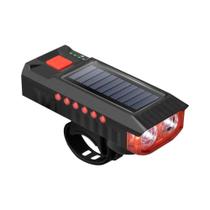 Lanterna Solar Recarregável USB Para Bicicleta Com Display De Energia E Buzina De 120dB Para MTB E