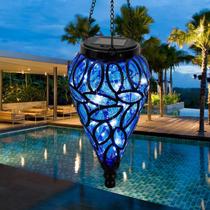 Lanterna Solar Suspensa OMRAYTU em Formato de Gota com 15 LEDs Azul