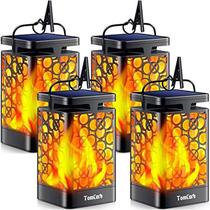Lanterna solar TomCare Flickering Flame Outdoor Waterproof, pacote com 4