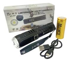 Lanterna Tática Alto Brilho Digital Usb-C Led Recarregável