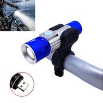 Lanterna Tática De Led T6 + Suporte Para Bike Recarregável 118000W Azul CE6120
