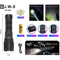 Lanterna Tática JWS LED V8 Alta Potência Recarregável USB-C Zoom Ajustável Longo Alcance ws-665 Lanterna Tática JWS LED V8 Alta Potência Recarregável USB-C Zoom Ajustável Longo Alcance ws-665