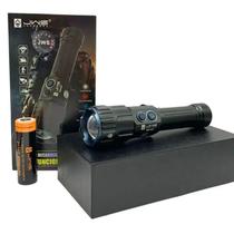 Lanterna Tática JWS WS-697 LED V3 Recarregável USB Luz Vermelha Azul Zoom Ajustável Alta Potência Alumínio Resistente