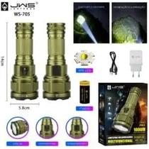 Lanterna Tática JWS WS-705 Corpo Verde 9 Leds XPE Longo Alcance USB-C