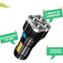 Lanterna Tática LED 4 Núcleos P90 Potente Recarregável USB À Prova Dágua com Zoom e Indicador de Bateria Lanterna Tática LED 4 Núcleos P90 Potente Recarregável USB À Prova Dágua com Zoom e Indicador de Bateria