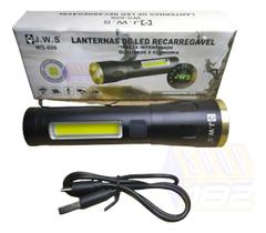 Lanterna Tática LED P90 COB Recarregável USB JWS WS606 Luz Branco Alta Potência Longo Alcance Resistente Profissional Pr Lanterna Tática LED P90 COB Recarregável USB JWS WS606 Luz Branco Alta Potência Longo Alcance Resistente Profissional Pr