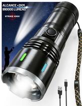 Lanterna Tática LED P90 Recarregável USB Powerbank Militar Prova Dagua Alta Potencia Alcance 2KM