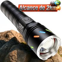Lanterna Tática LED Recarregável Ultra Potente 2km Holofote e Refletor IP67 Ideal para Camping Pesca e Trilhas