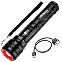 Lanterna Tática Led Recarregável W100 Super Potente Zoom Luz Forte Resistente Pesca Camping Segurança Alta Luminosidade