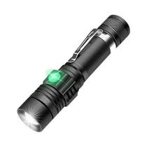 Lanterna Tática LED Ultra Brilhante Recarregável Em Liga De Alumínio Com Clipe, Lâmpada Portátil