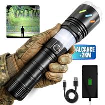 Lanterna Tática LED XHP190 Potente Recarregável Zoom Bateria 9000mAh Camping Militar Resistente Água