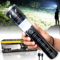 Lanterna Tática LED XHP190 Potente Recarregável Zoom Bateria 9000mAh Camping Militar Resistente Água