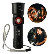 Lanterna Tática Militar 3 Modos de Luz Led Cor Branco Aprova D Água Recarregavel USB e Zoom Forte