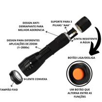 Lanterna Tática Militar Led BM900 C/ Bateria Recarregável - B-max