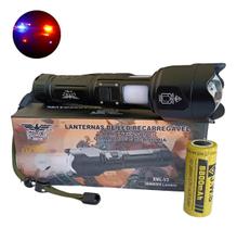 Lanterna Tática Militar Led V3 Zoom Luz 1km Policial Profiss Branco Preto WS-9851