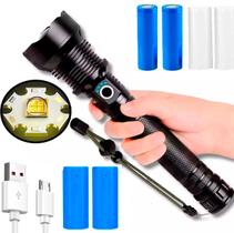 Lanterna Tática Militar Luz Led P90 Ultra Potente Mais Forte 2km Usb Regarregavel Potente Zoom Telescópico + 4 Bateria