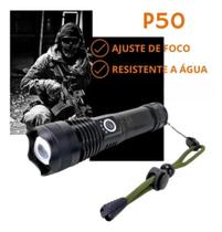 Lanterna Tática Militar P50 Recarregável com Cabo USB-C Led Xml De Alto Brilho Mais Forte Cor Preto Lanterna Tática Militar P50 Recarregável com Cabo USB-C Led Xml De Alto Brilho Mais Forte Cor Preto