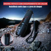 Lanterna Tática Militar Police LED LUXEON Com Carregador e Resistente a Água SOS Vermelho Luz Vermelha
