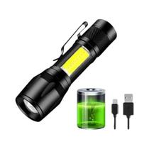 Lanterna Tática Mini LED Recarregável USB Portátil Com Zoom E Clipe De Caneta Para Acampamento