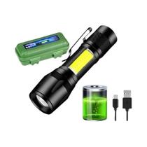 Lanterna Tática Mini Portátil Com Carregamento USB, Luz Focalizável COB+XPE Com Clipe Para Camping Lanterna Tática Mini Portátil Com Carregamento USB, Luz Focalizável COB+XPE Com Clipe Para Camping