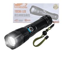 Lanterna Tática Portátil Bateria Recarregável Luz LED com Alça EL-2701