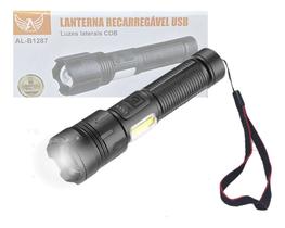 Lanterna Tática Portátil Bateria Recarregável Luz LED Lateral COB AL-B1287