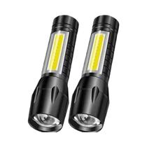 Lanterna Tática Portátil Mini LED Com Carregamento USB, Luz Focal Ajustável COB+XPE, Lanterna De