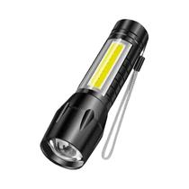 Lanterna Tática Portátil Mini LED Com Carregamento USB, Luz Focal Ajustável COB+XPE, Lanterna De