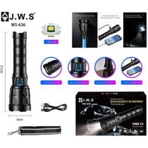 Lanterna Tática Profissional JWS LED V3 CREE Recarregável USB-C Alta Intensidade Zoom Ajustável ws-636 Lanterna Tática Profissional JWS LED V3 CREE Recarregável USB-C Alta Intensidade Zoom Ajustável ws-636