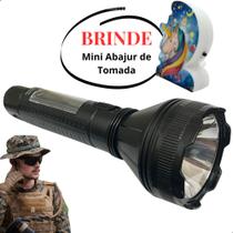 Lanterna Tática Recarregável de Led Bivolt, Tomada Energia Solar Pesca Camping Trilha + Abajur